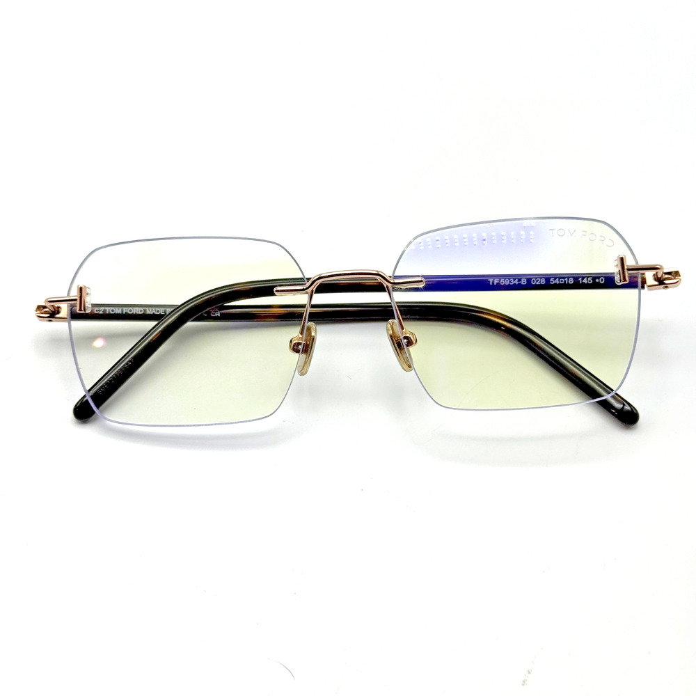 Tom Ford Eyeglasses Frame TF5934-B 028 Gold Rimless Blue Light Block 54-18-145